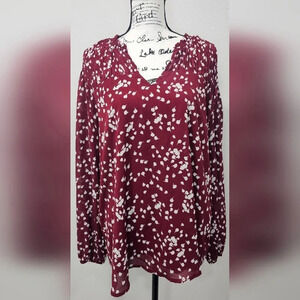 Dokotoo Women's Casual V Neck Alicia Smocked Long Sleeve Chiffon Blouse Size 2XL